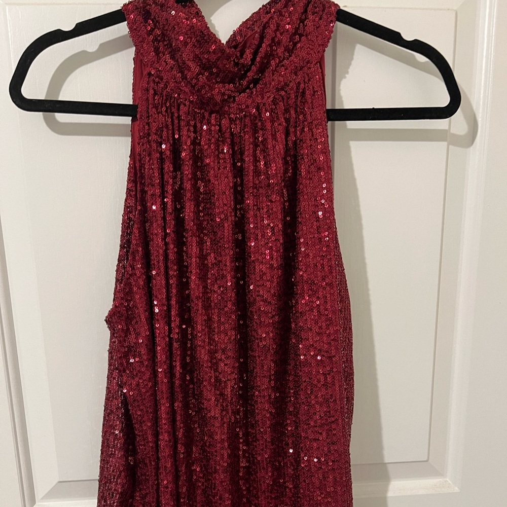 Burgundy/Red Sleeveless Sequined Top - Ninety Clothing co